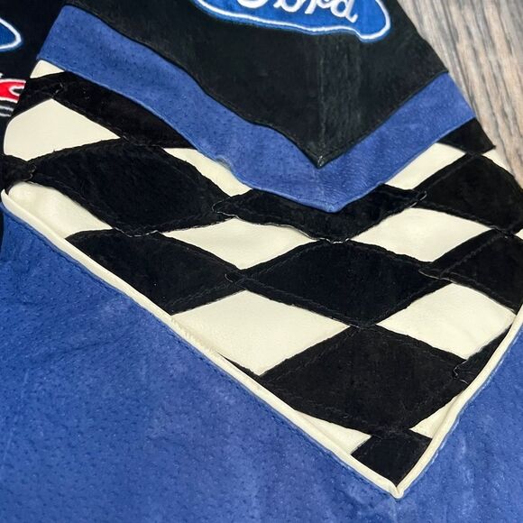 🔥🔥Vintage 90’s NASCAR Ford Racing Suede Leather Embroidered Zip Up Lined Jacke - Picture 11 of 15